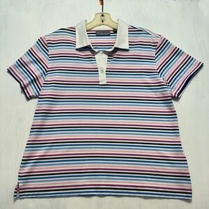 Greg Norman Womens XL Polo Shirt Multicolor Stripe Golf Activewear Cotton Blend